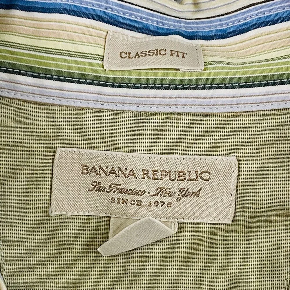 Mens L Banana Republic Classic Fit Shirt Multicolor Stripe‎ Long Sleeve